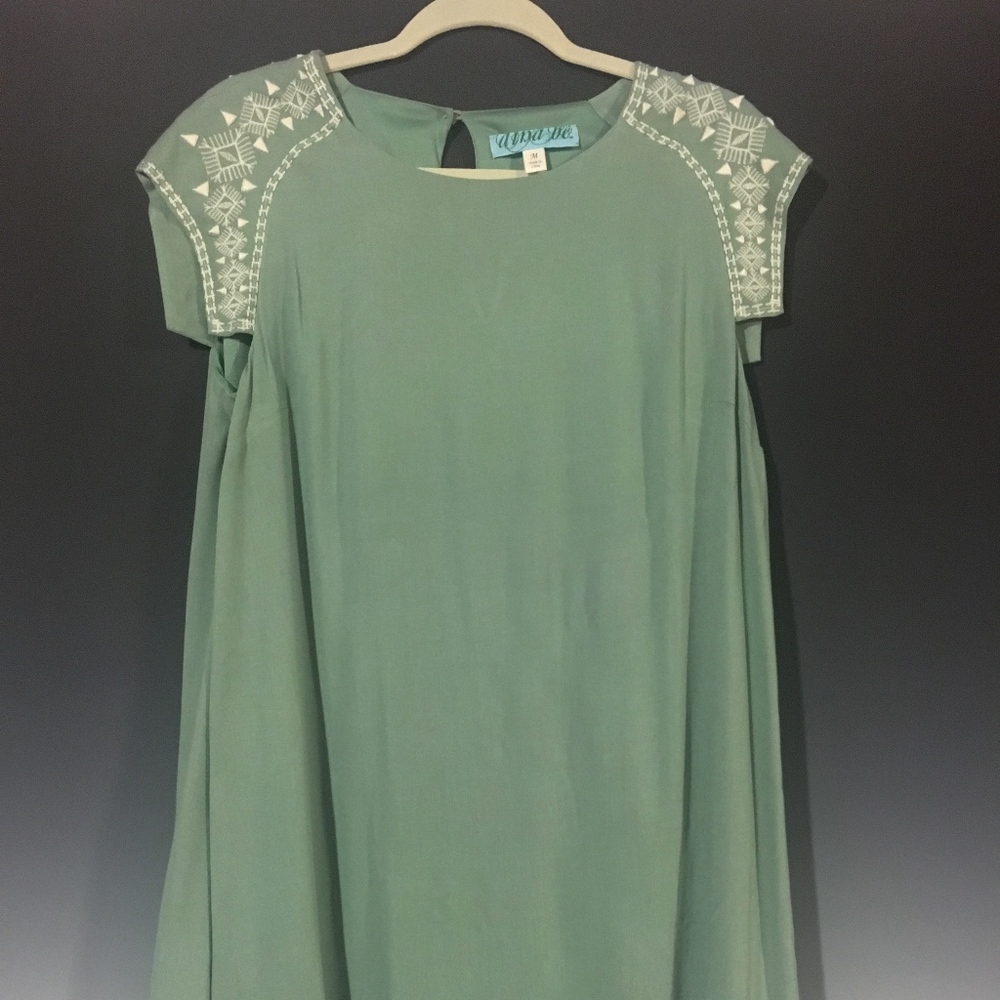 Francesca's hi low dress in a soft sage green